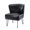 Chaise d’appoint contemporaine en similicuir végétalien avec dossier capitonné et pieds en métal
